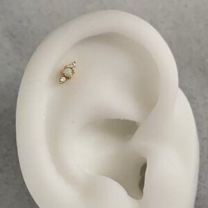 Gold Crystal Opal Cartilage Earring